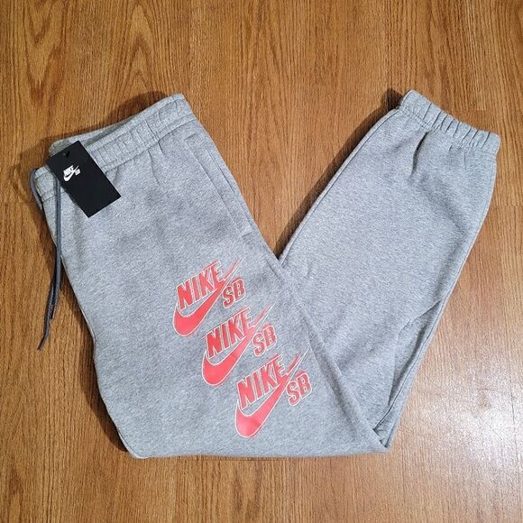 Nike SB Dunk Low Panda Jogger Pants Sweats Grey Red Fleece Sportswear NSW XL New